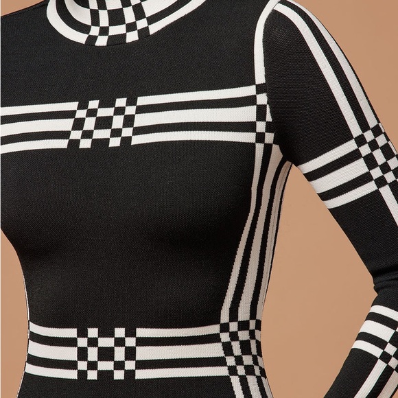 Black and White Checkered Midi Dress - Picture 7 of 8